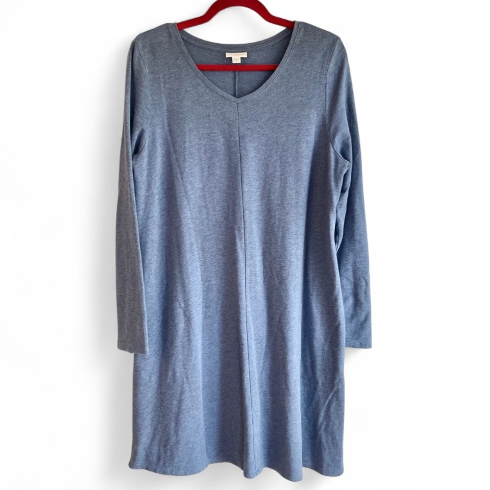 J. Jill Pure Jill Cotton Blend Long Sleeve Blue Tee Dress with Pockets Size M